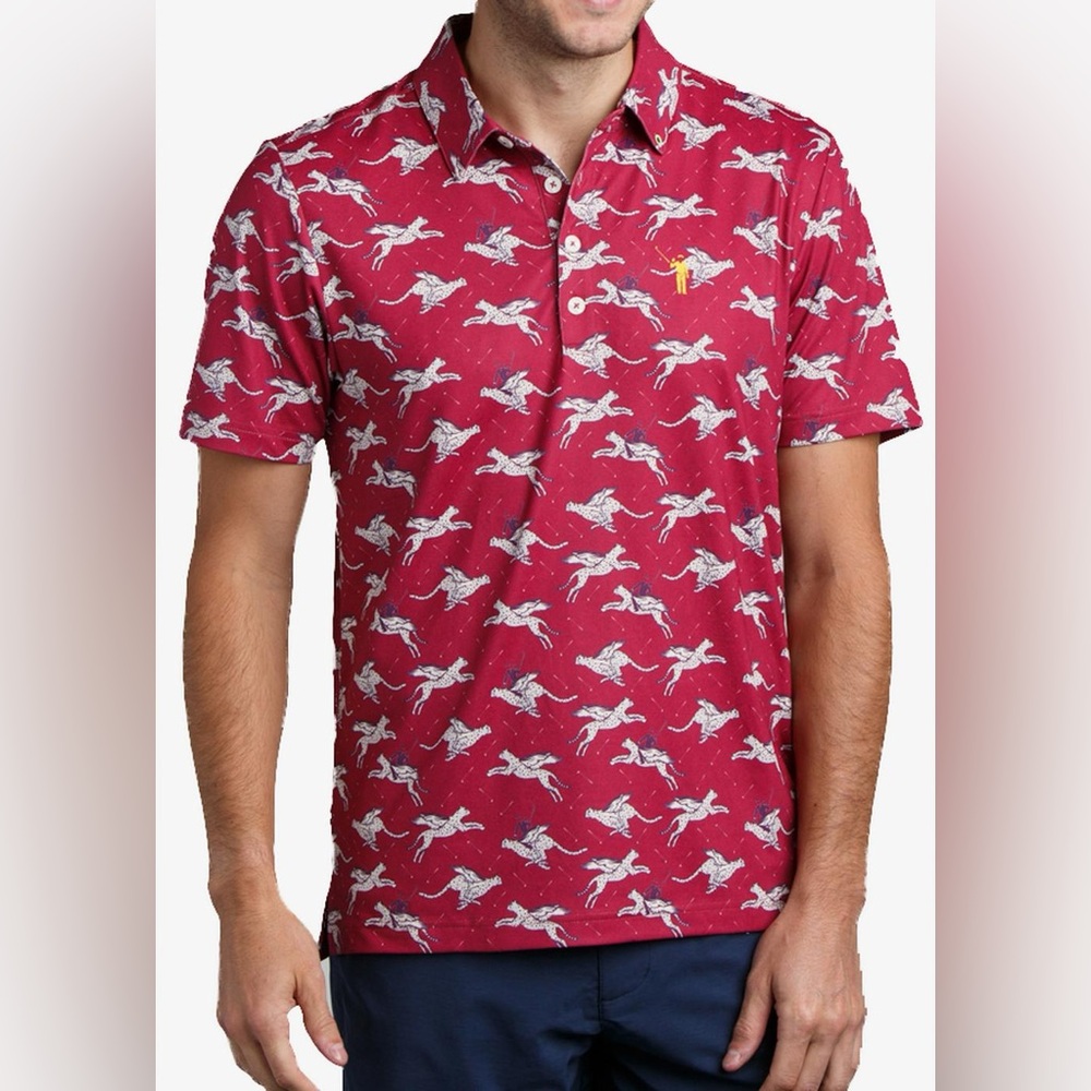 William Murray Golf Here Kitty Kitty Polo size XL Novelty Flying Cheetahs UPF 50